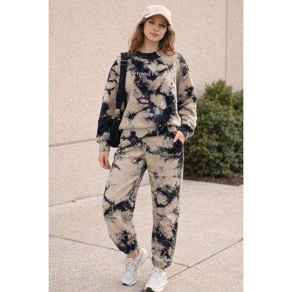 Friend + Folk Pants - Friend + Folk Set Crewneck Sweatshirt Joggers Sweats Pants Medium Tie Dye Cotton